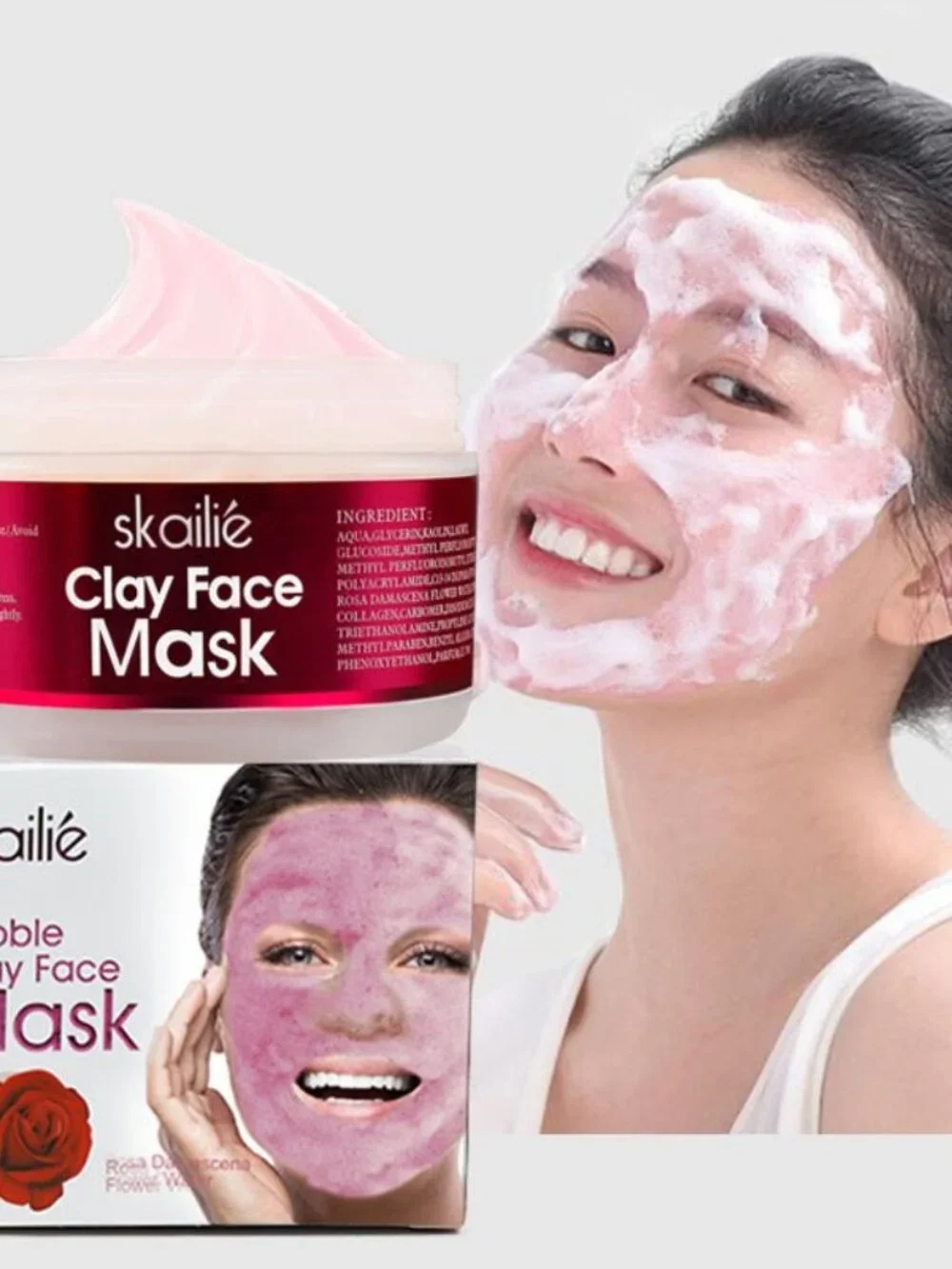 Skallie Clay Face Rose Clean Skin Repair Mask - 100g